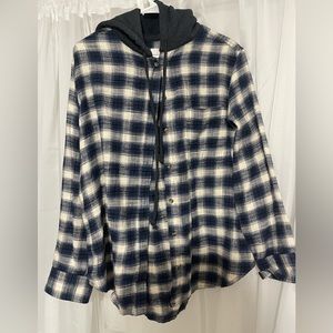 American Eagle Flannel Hoodie Size L